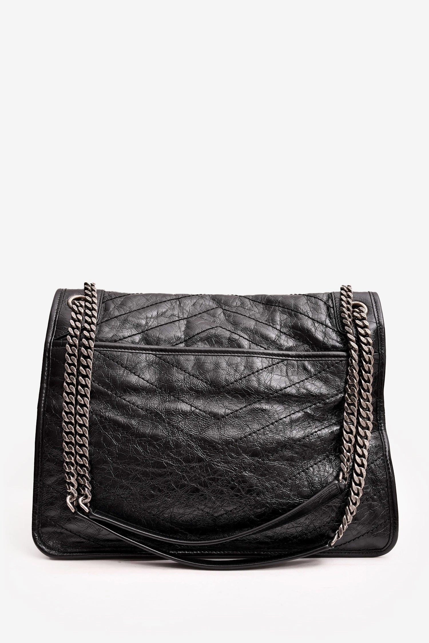 Saint Laurent Black Crinkled Leather 'Niki' Shoulder Bag