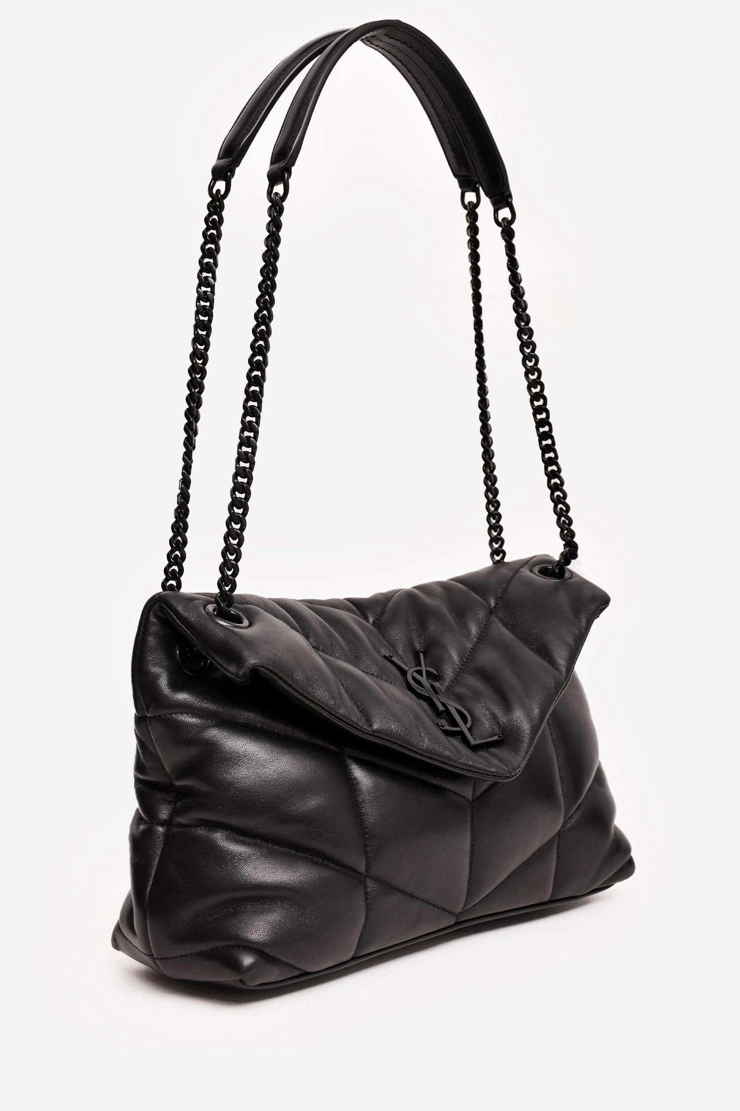 Saint Laurent Black Quilted Leather Small LouLou Puffer Shoulder Bag