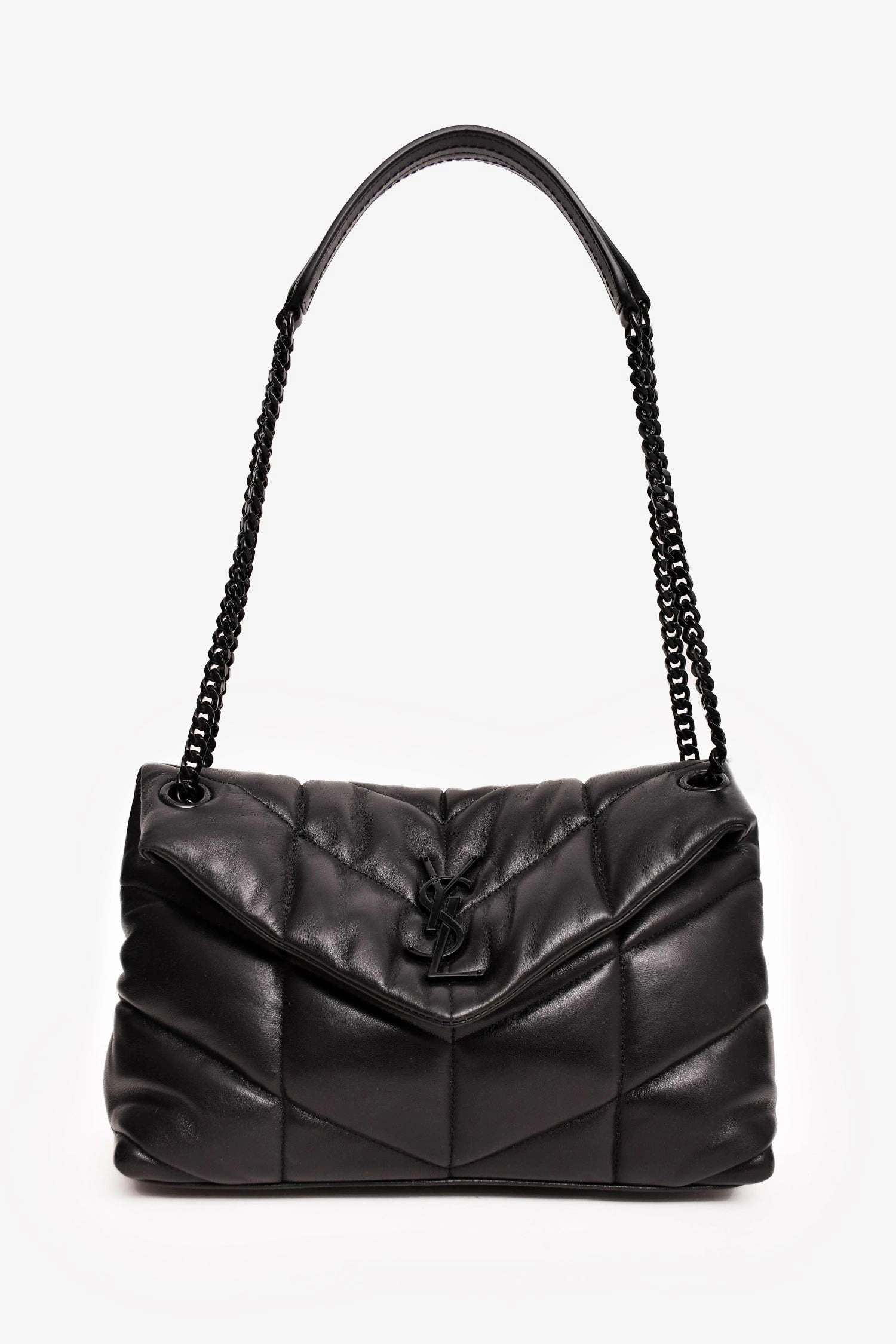 Saint Laurent Black Quilted Leather Small LouLou Puffer Shoulder Bag