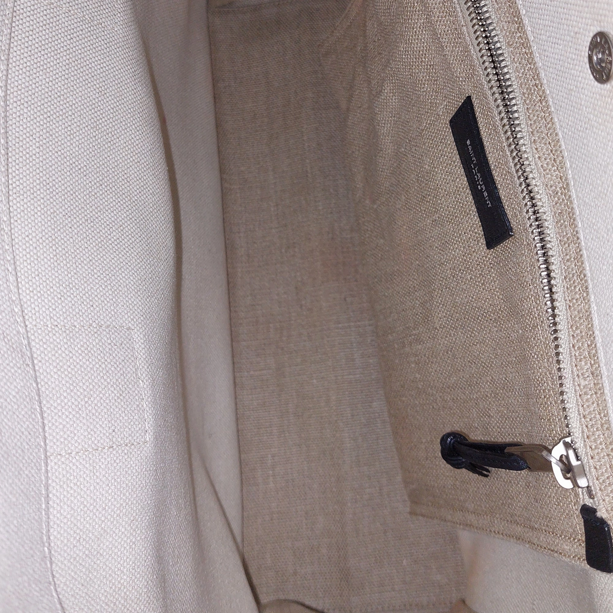 Saint Laurent Natural Rive Gauche Tote Bag in White Linen