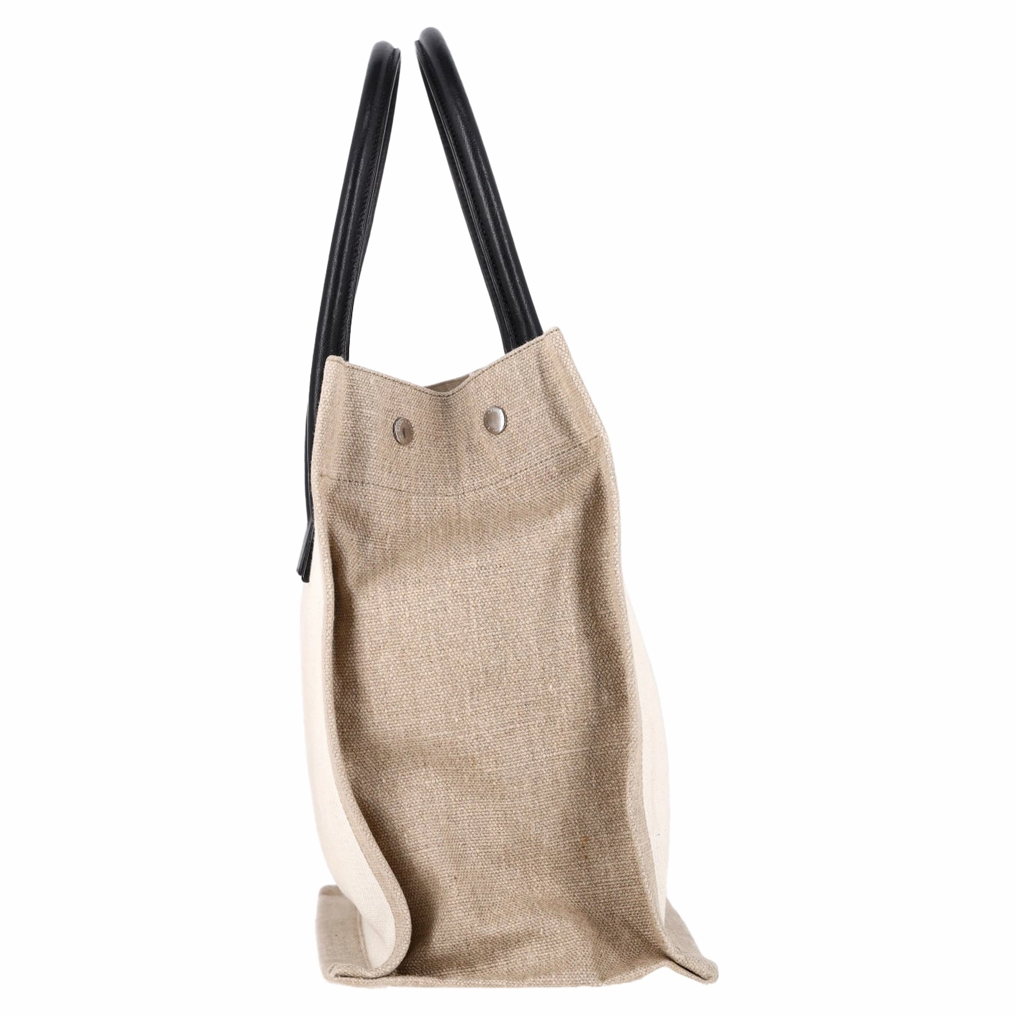 Saint Laurent Natural Rive Gauche Tote Bag in White Linen