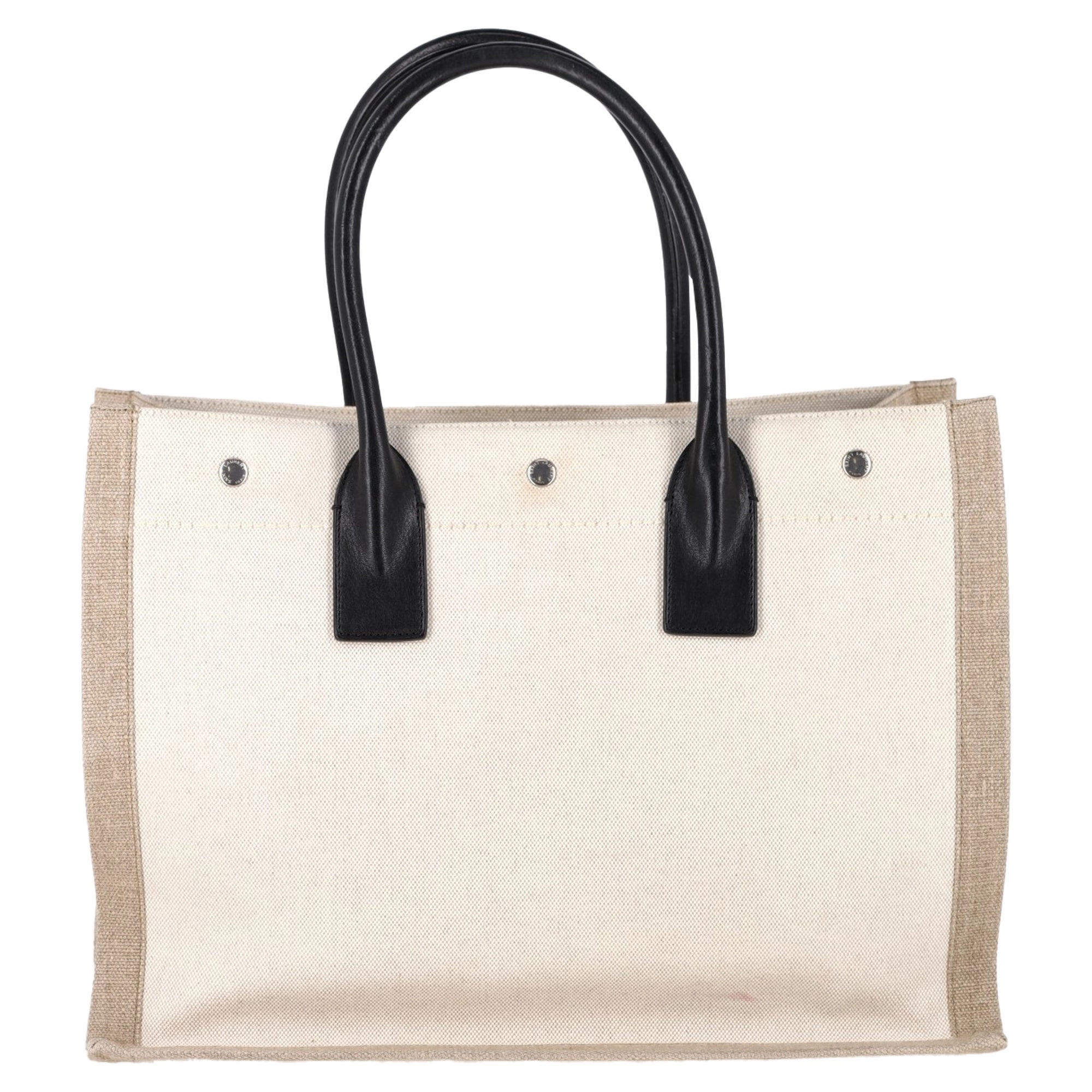 Saint Laurent Natural Rive Gauche Tote Bag in White Linen