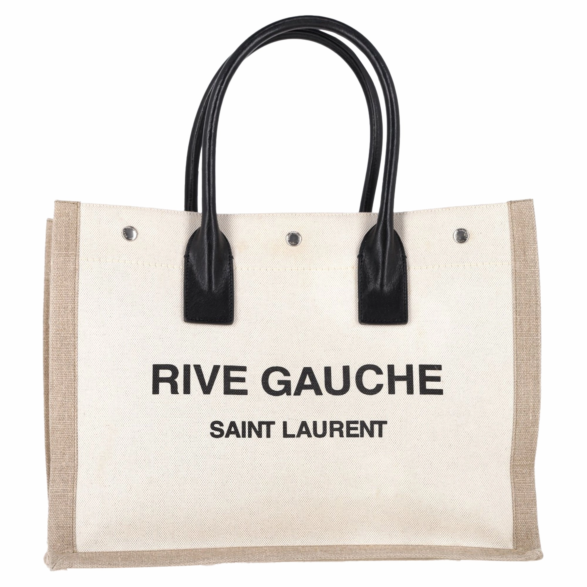 Saint Laurent Natural Rive Gauche Tote Bag in White Linen