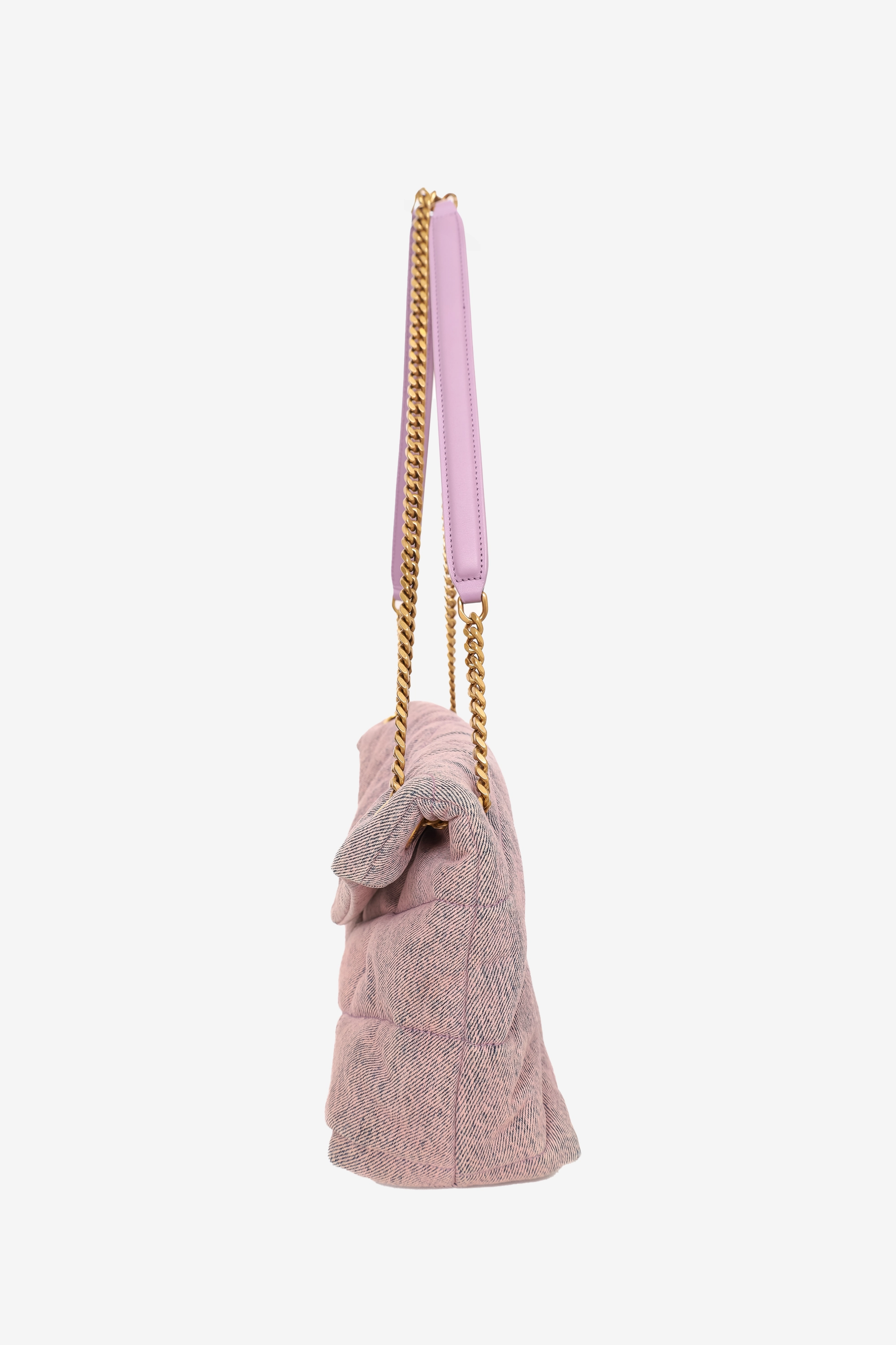 Saint Laurent Purple Denim Small Puffer Loulou Shoulder Bag