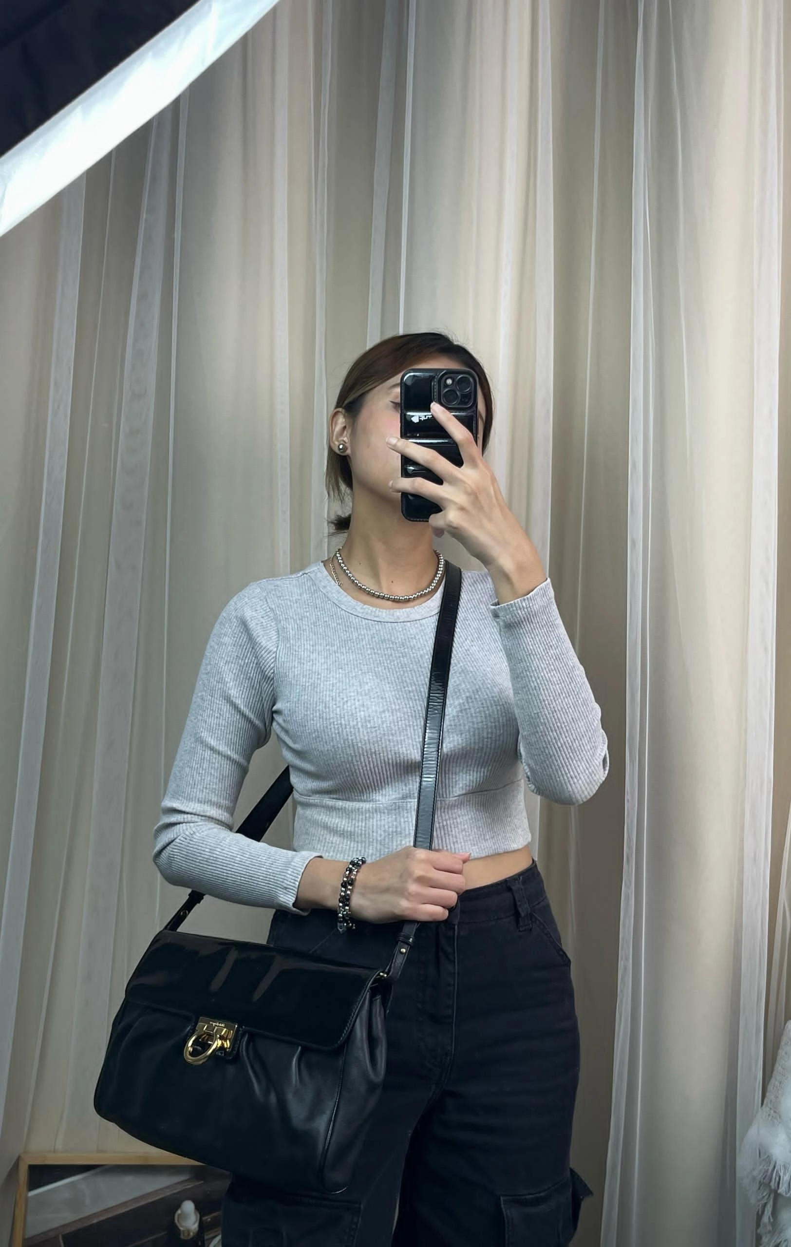 Salvatore Ferragamo Black Leather Shoulder Bag