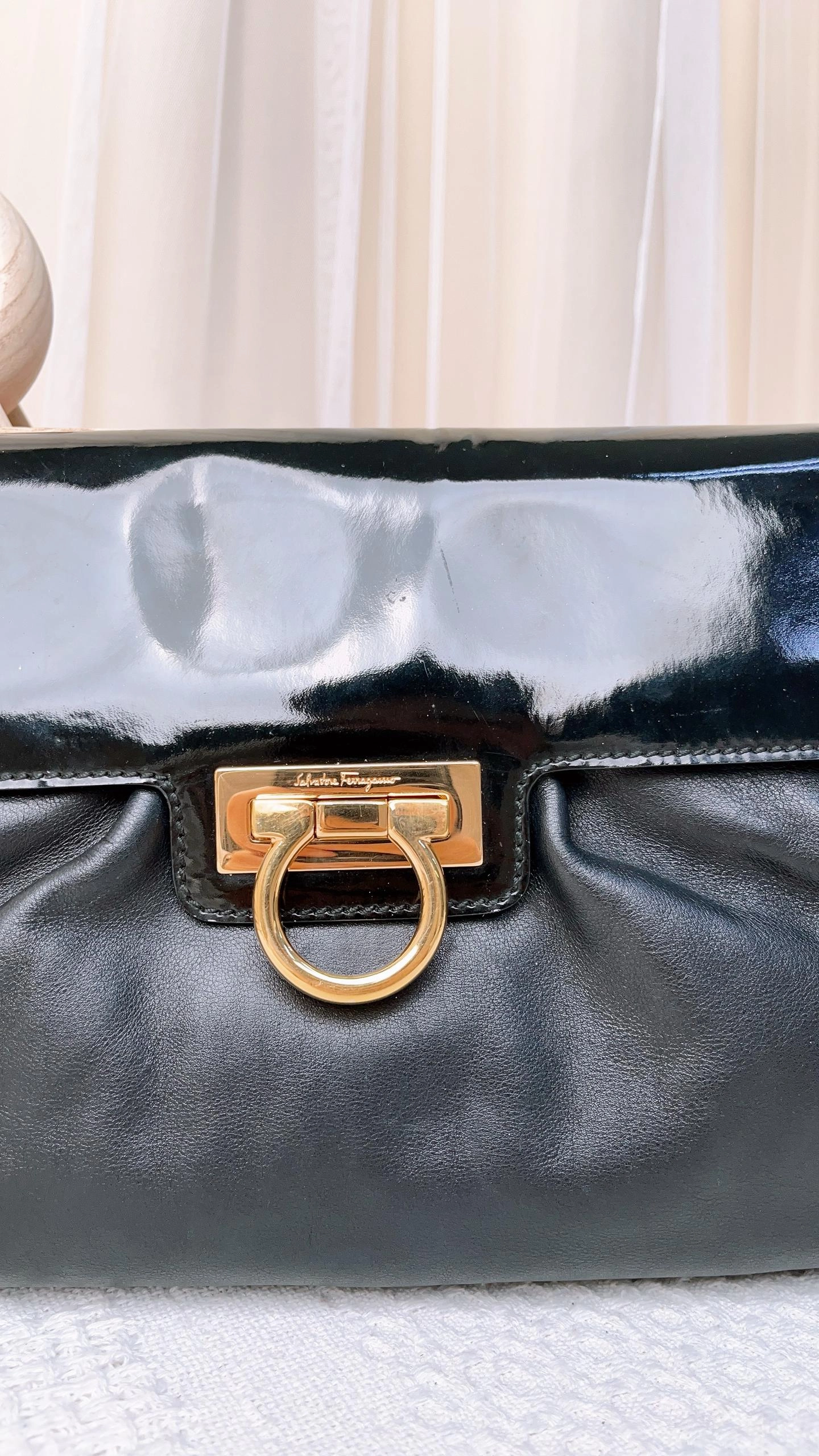 Salvatore Ferragamo Black Leather Shoulder Bag