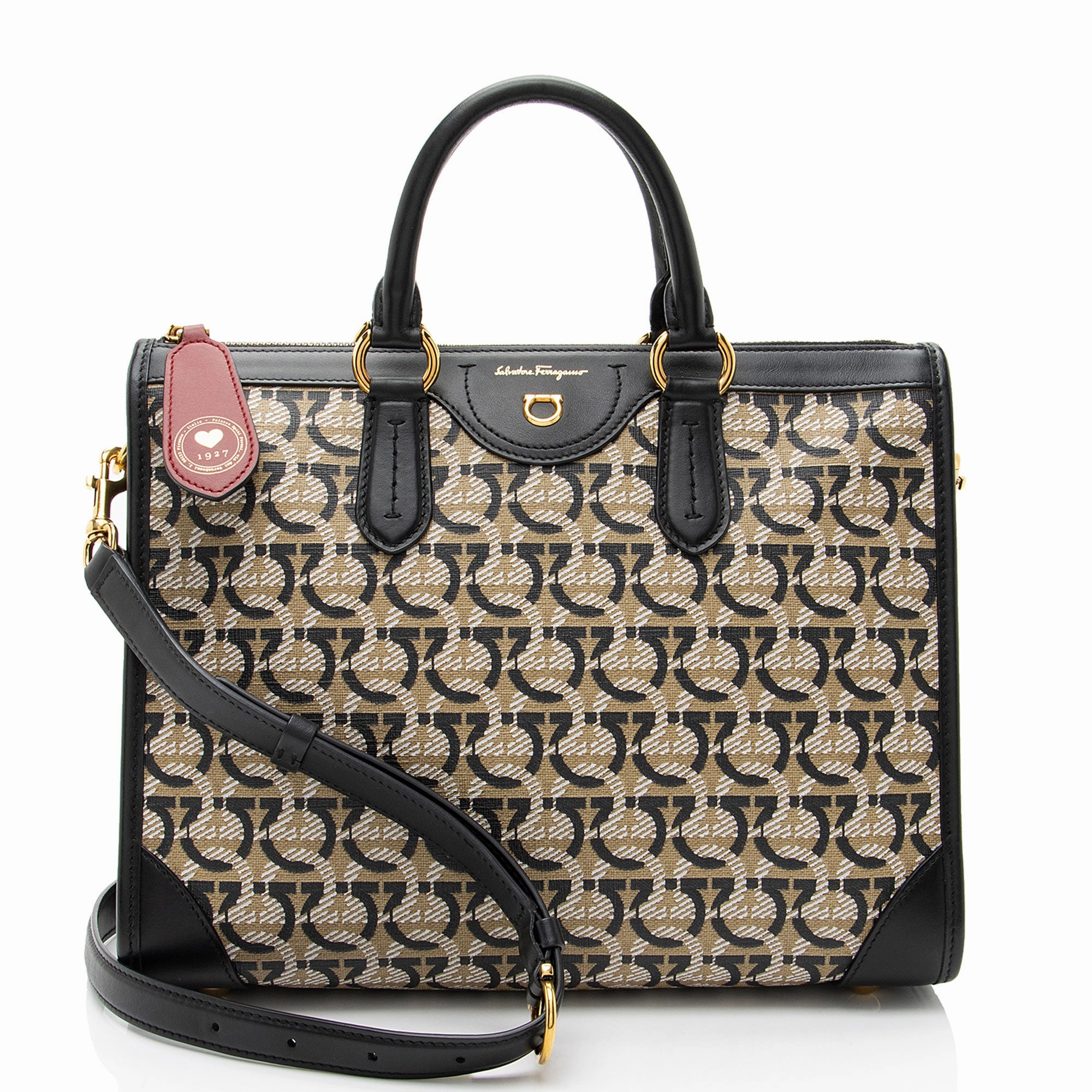 Salvatore Ferragamo Gancini Canvas Zip Tote