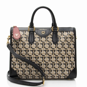 Salvatore Ferragamo Gancini Canvas Zip Tote