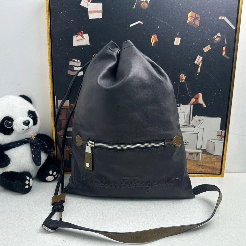 Salvatore Ferragamo Leather Backpack Black