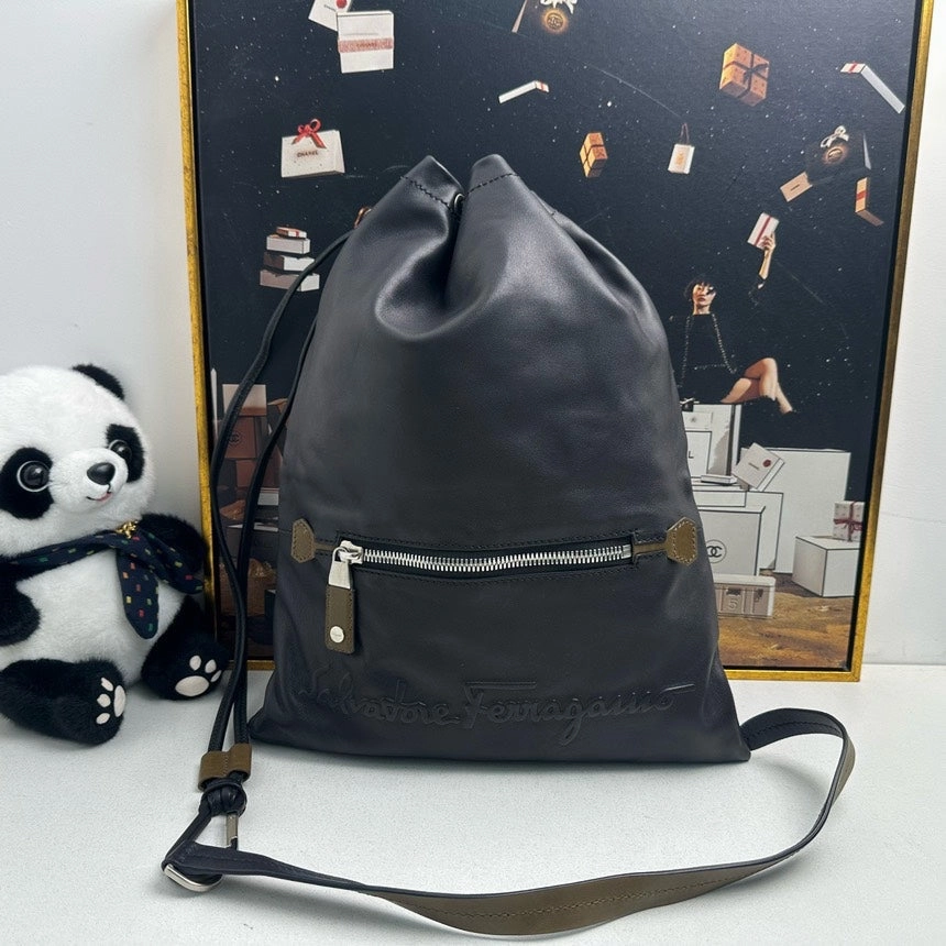 Salvatore Ferragamo Leather Backpack Black