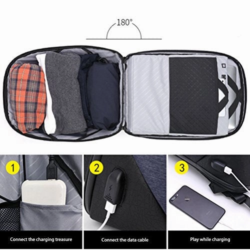 Samaz Laptop Backpack With Usb Charging Port Business Travel Backpack Shoulder College School Bag