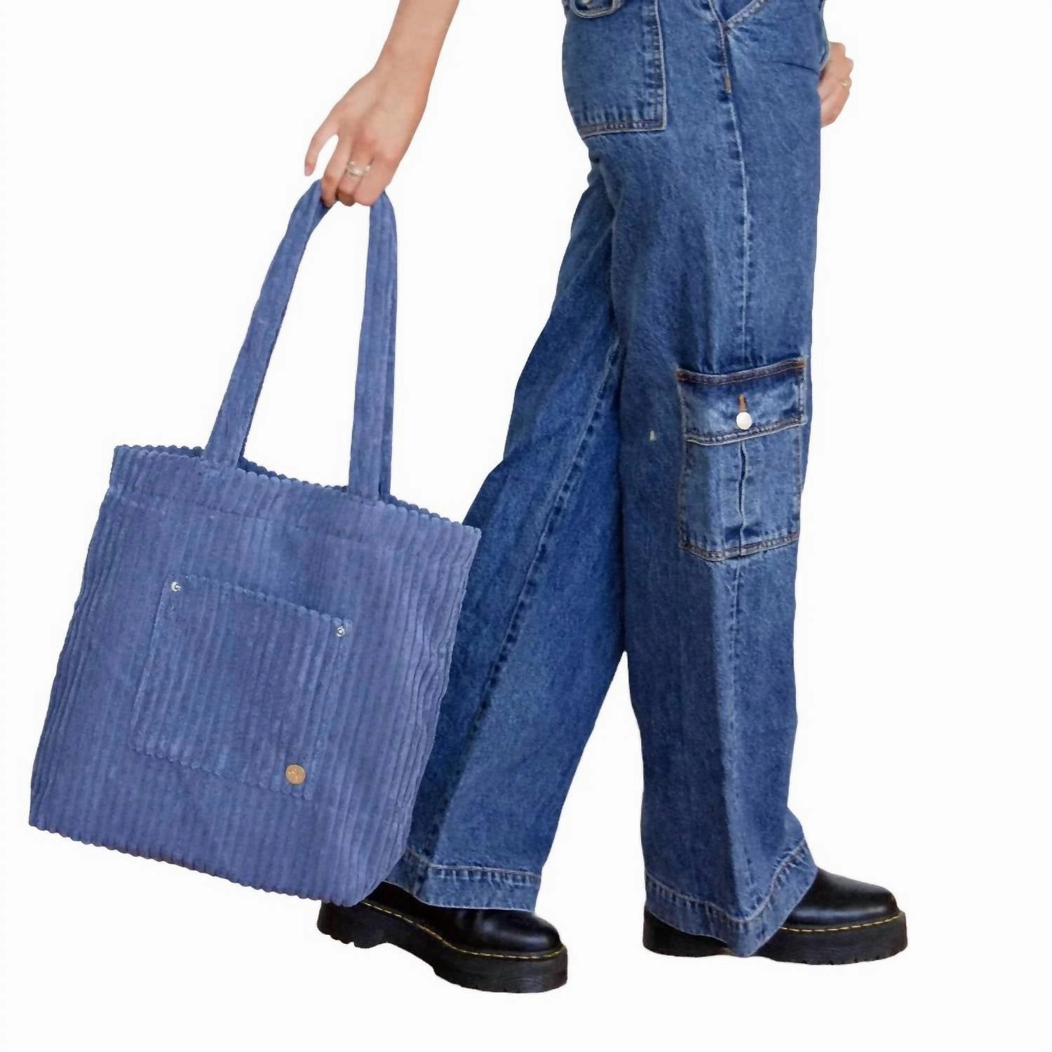 Sammie Corduroy Tote Bag In Blue