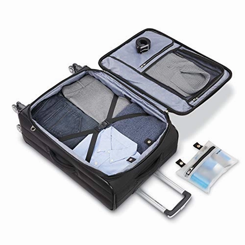 Samsonite Ascella X Softside Expandable Luggage with Spinner Wheels, Black, Checked-Large 29-Inch