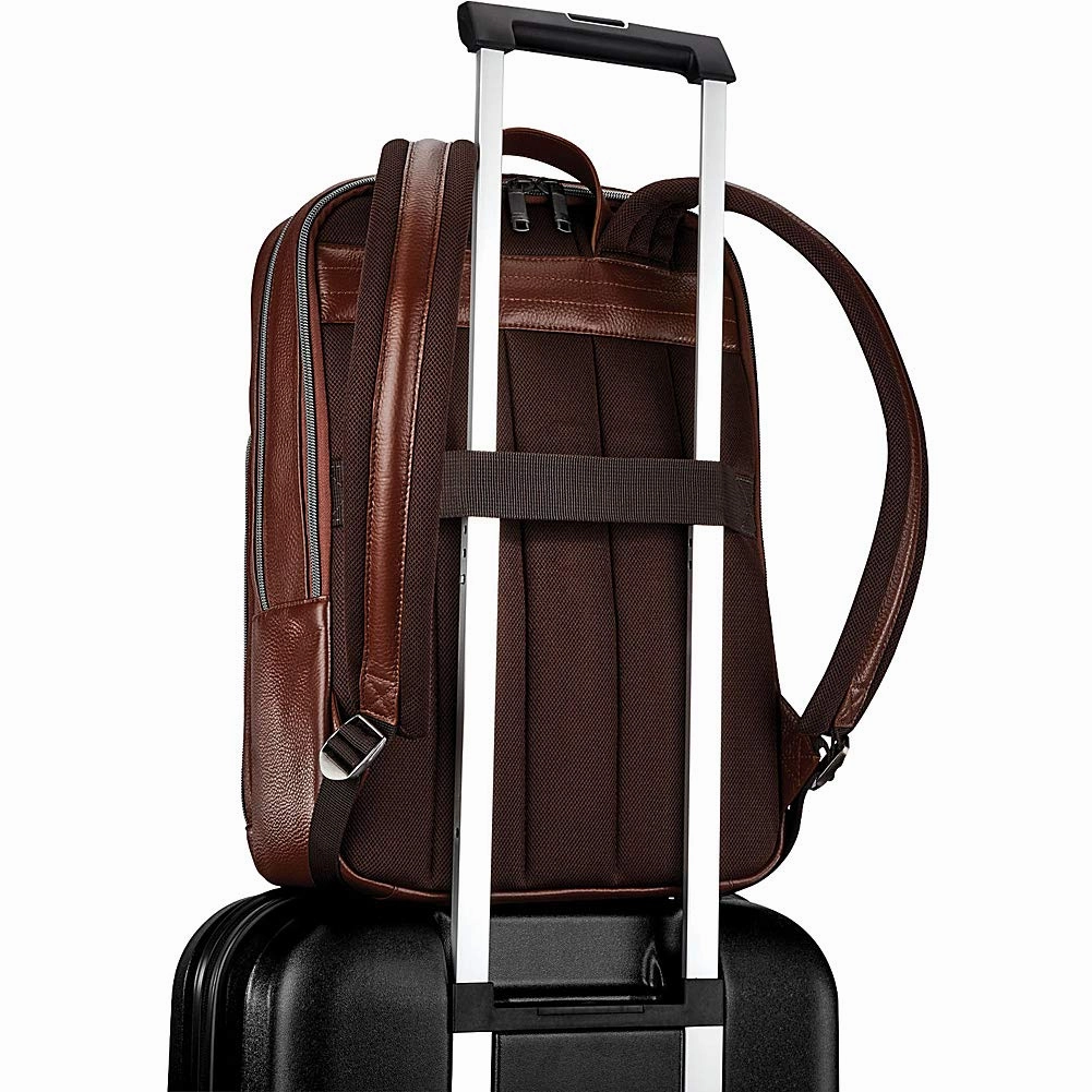 Samsonite Leather Slim Laptop Backpack (Chestnut)