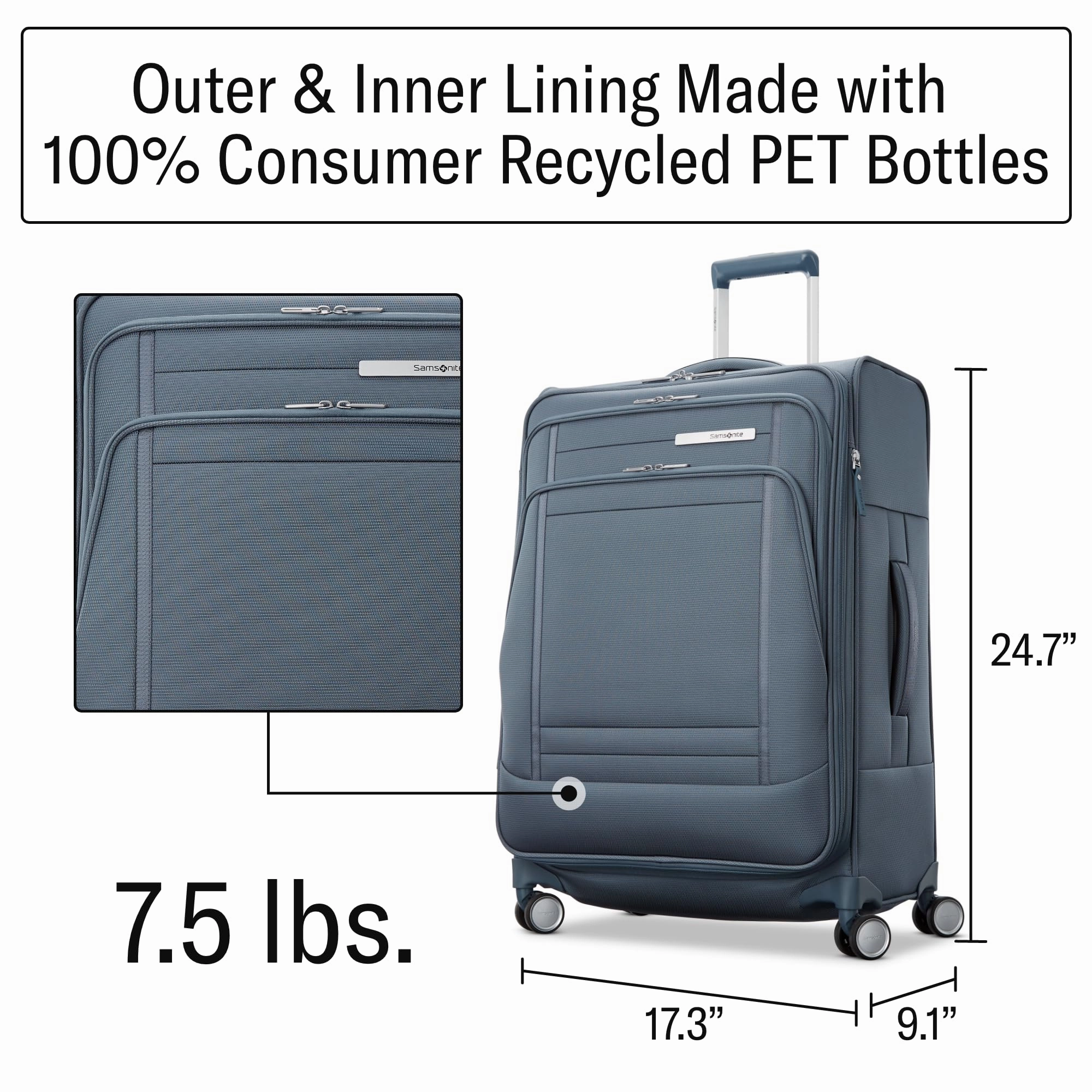 Samsonite UpLIFT Checked-Medium 25-Inch Lightweight Softside Expandable Spinner