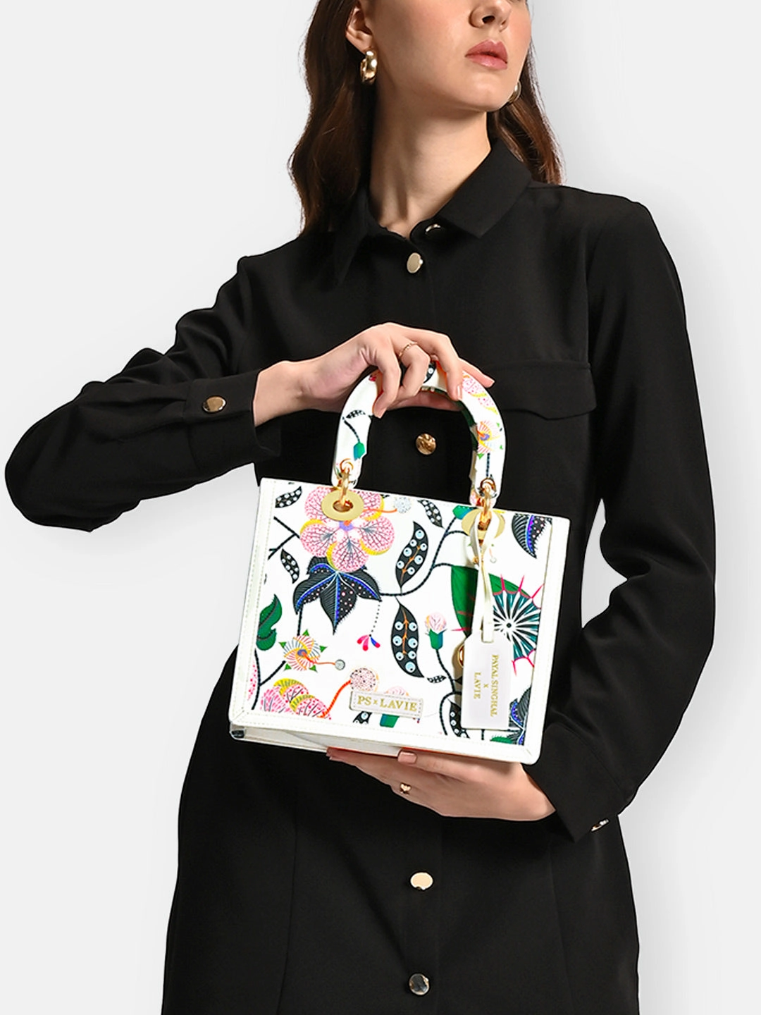 Saras Print Small Box Satchel Bag