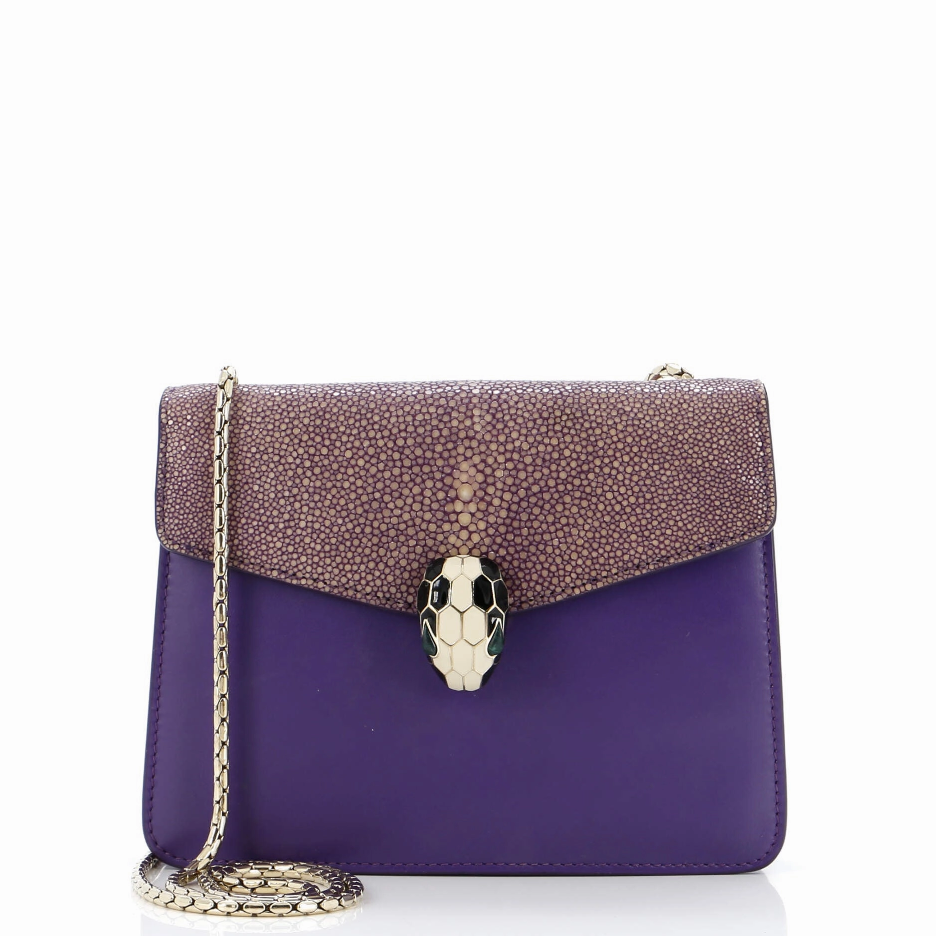 Serpenti Forever Square Shoulder Bag Leather and Stingray Small