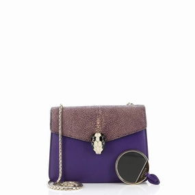 Serpenti Forever Square Shoulder Bag Leather and Stingray Small