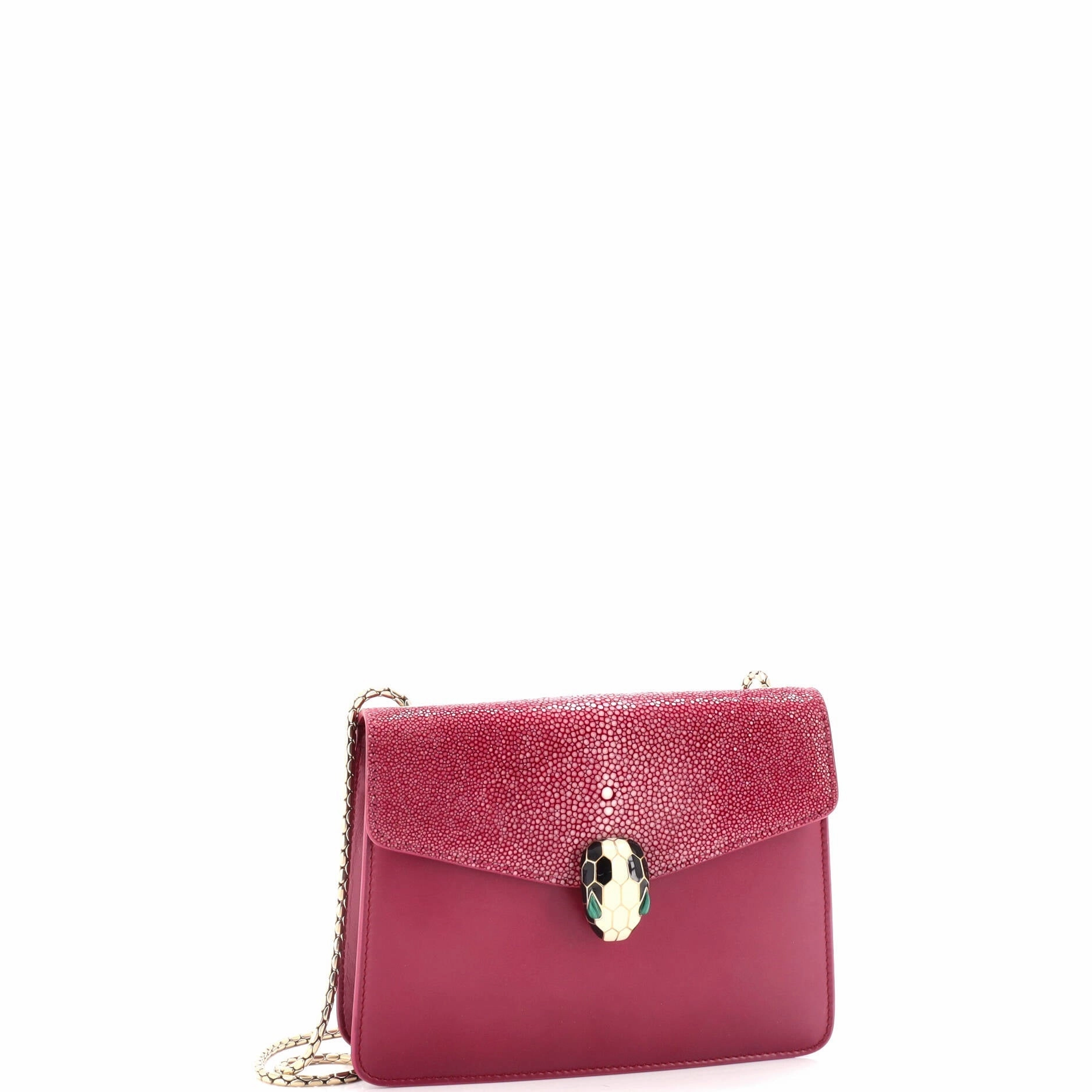 Serpenti Forever Square Shoulder Bag Leather and Stingray Small