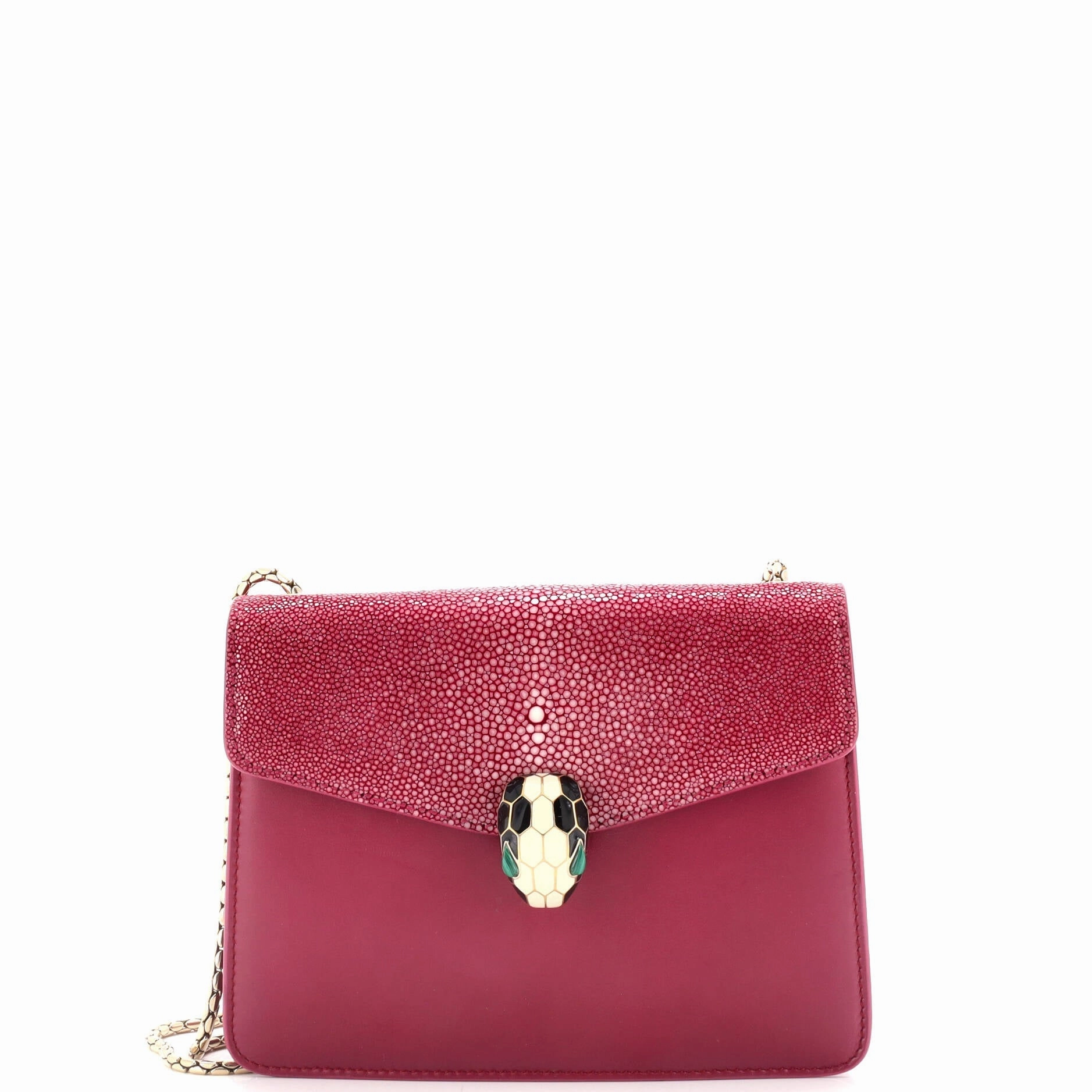 Serpenti Forever Square Shoulder Bag Leather and Stingray Small