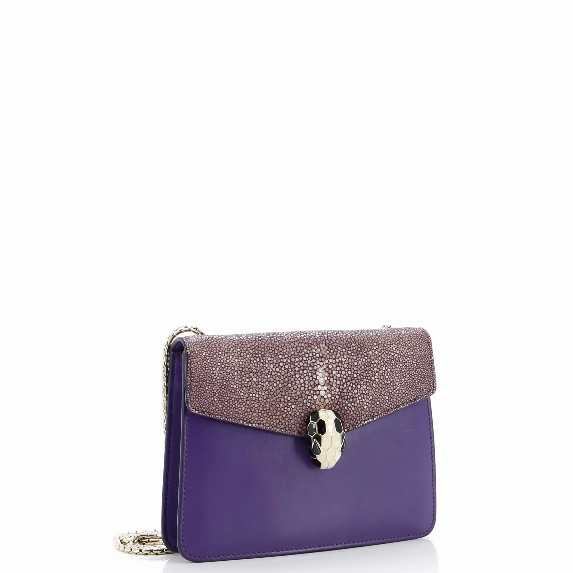 Serpenti Forever Square Shoulder Bag Leather and Stingray Small