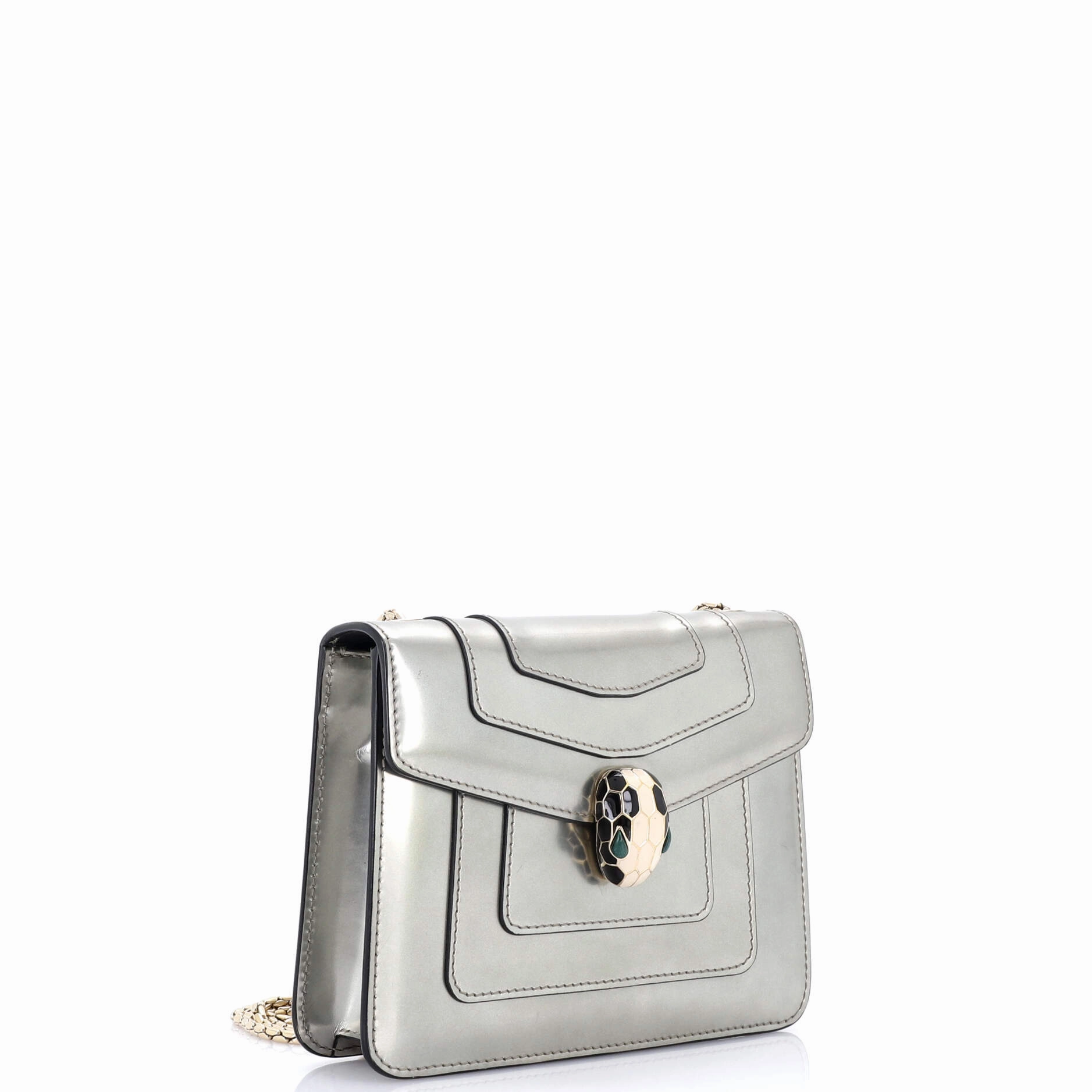 Serpenti Forever Square Shoulder Bag Metallic Leather Small