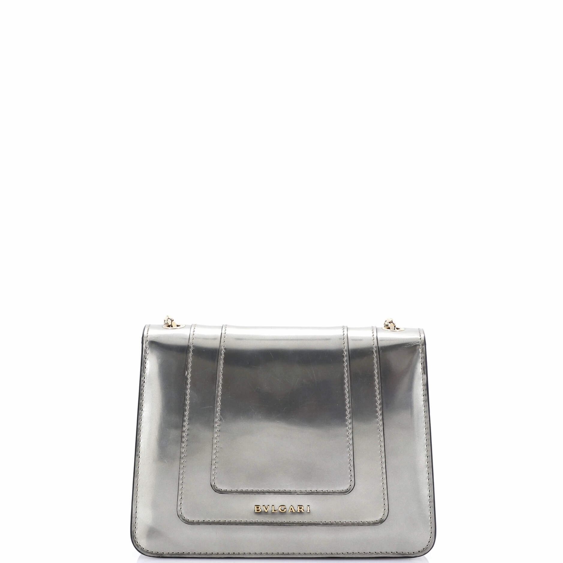 Serpenti Forever Square Shoulder Bag Metallic Leather Small