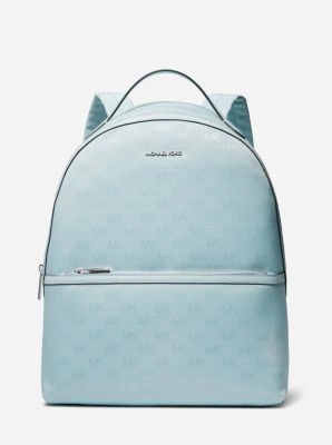 Sheila Large Woven Logo Nylon Backpack