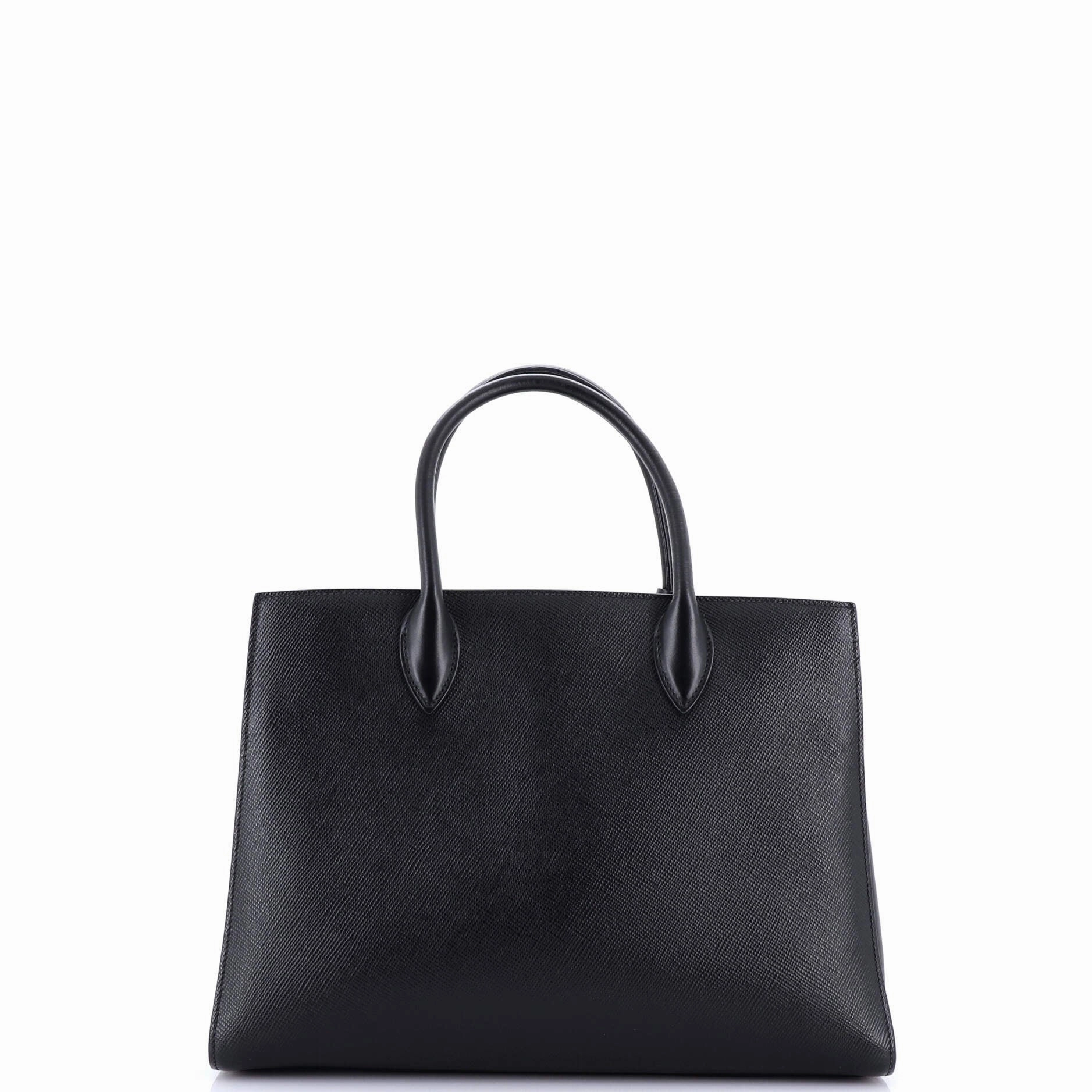 Side Pleat Tote Saffiano Leather Large