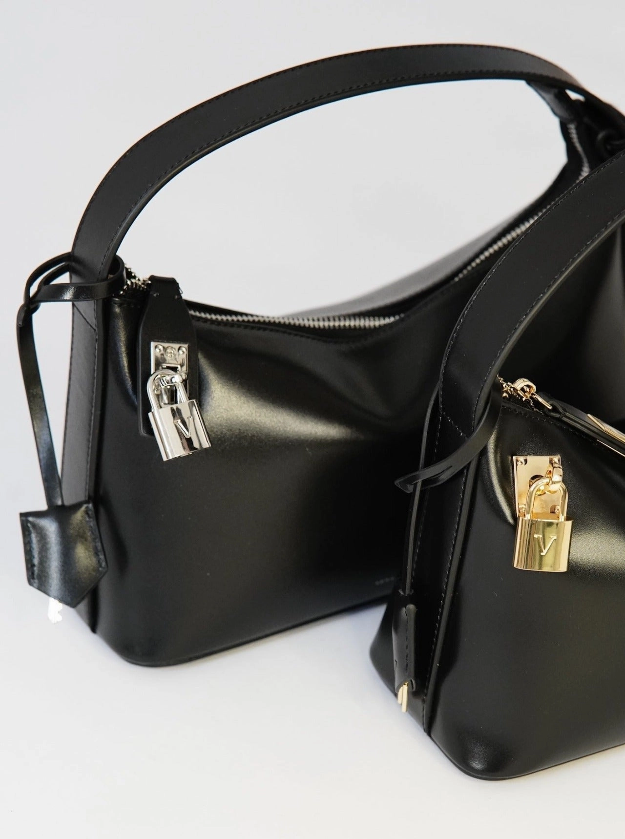 Silver Black Hobo Bag