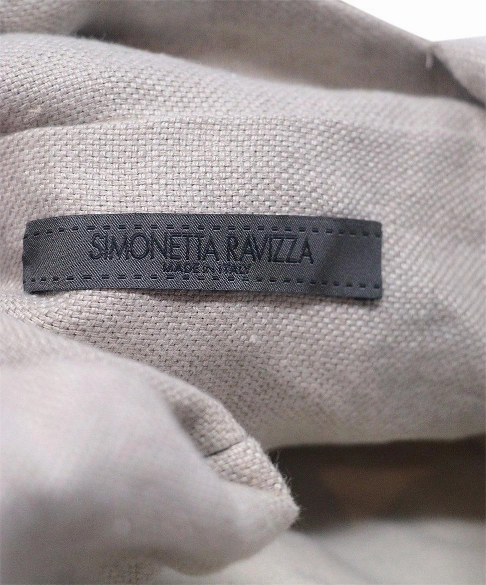 Simonetta Ravizza Beige Canvas & Blue Fur Tote