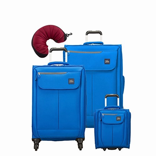 Skyway Mirage 2.0 | 4-Piece Set | 16" Underseater, 24" and 28" Expandable Spinners, Travel Pillow (Blue Royal)