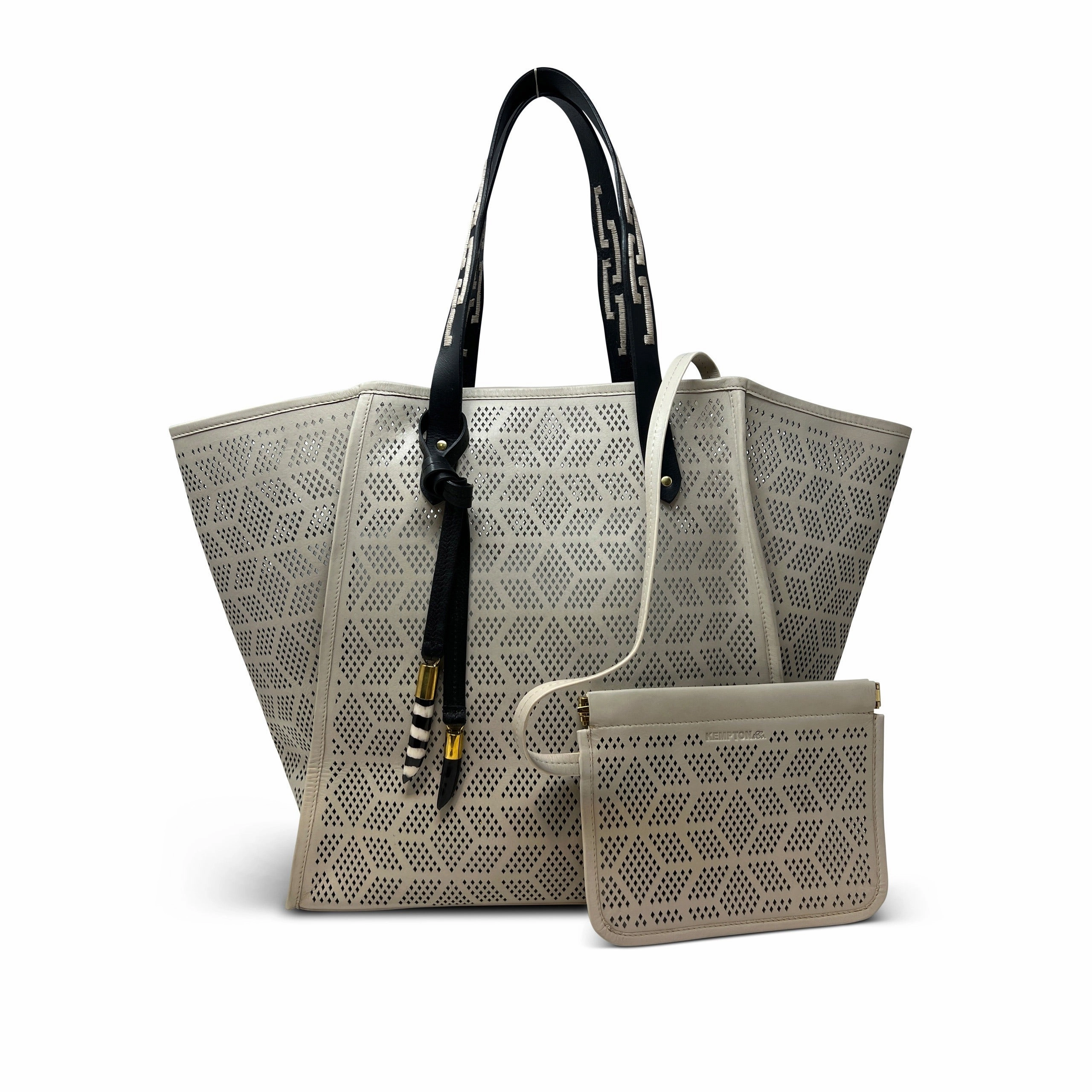 Slim Taunton Tote - Chalk Double Diamond Perf