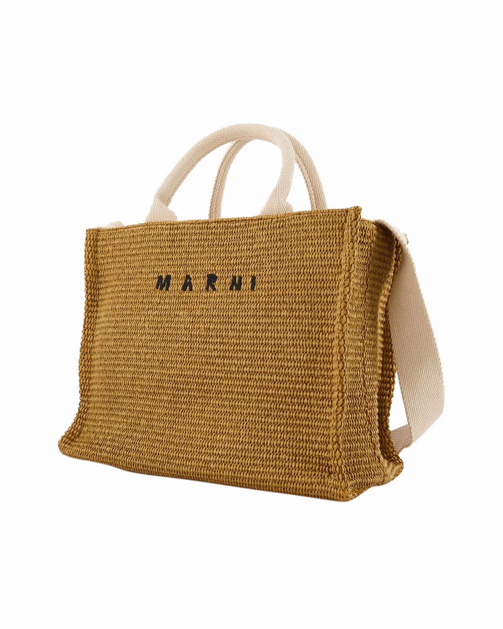 Small Basket Shopper Bag - Marni - Leather - Sienna/Natural
