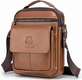 Small Leather Messenger Bag for Men, Man Bag Crossbody, Men's Shoulder Bags Leather Man Purse Handbag