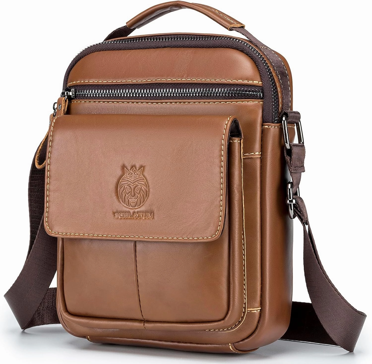 Small Leather Messenger Bag for Men, Man Bag Crossbody, Men's Shoulder Bags Leather Man Purse Handbag
