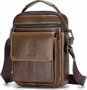 Small Leather Messenger Bag for Men, Man Bag Crossbody, Men's Shoulder Bags Leather Man Purse Handbag