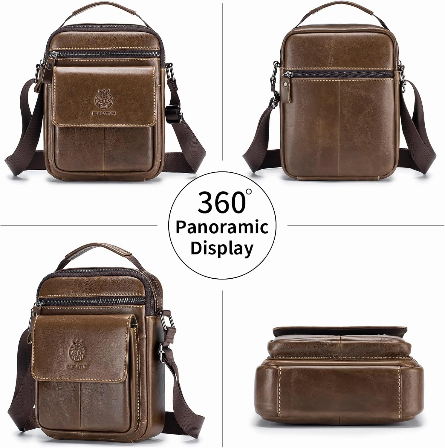 Small Leather Messenger Bag for Men, Man Bag Crossbody, Men's Shoulder Bags Leather Man Purse Handbag