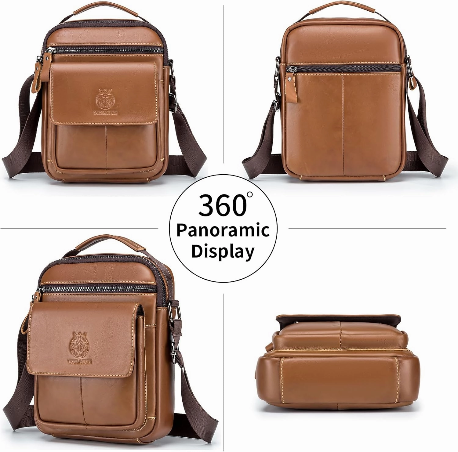 Small Leather Messenger Bag for Men, Man Bag Crossbody, Men's Shoulder Bags Leather Man Purse Handbag