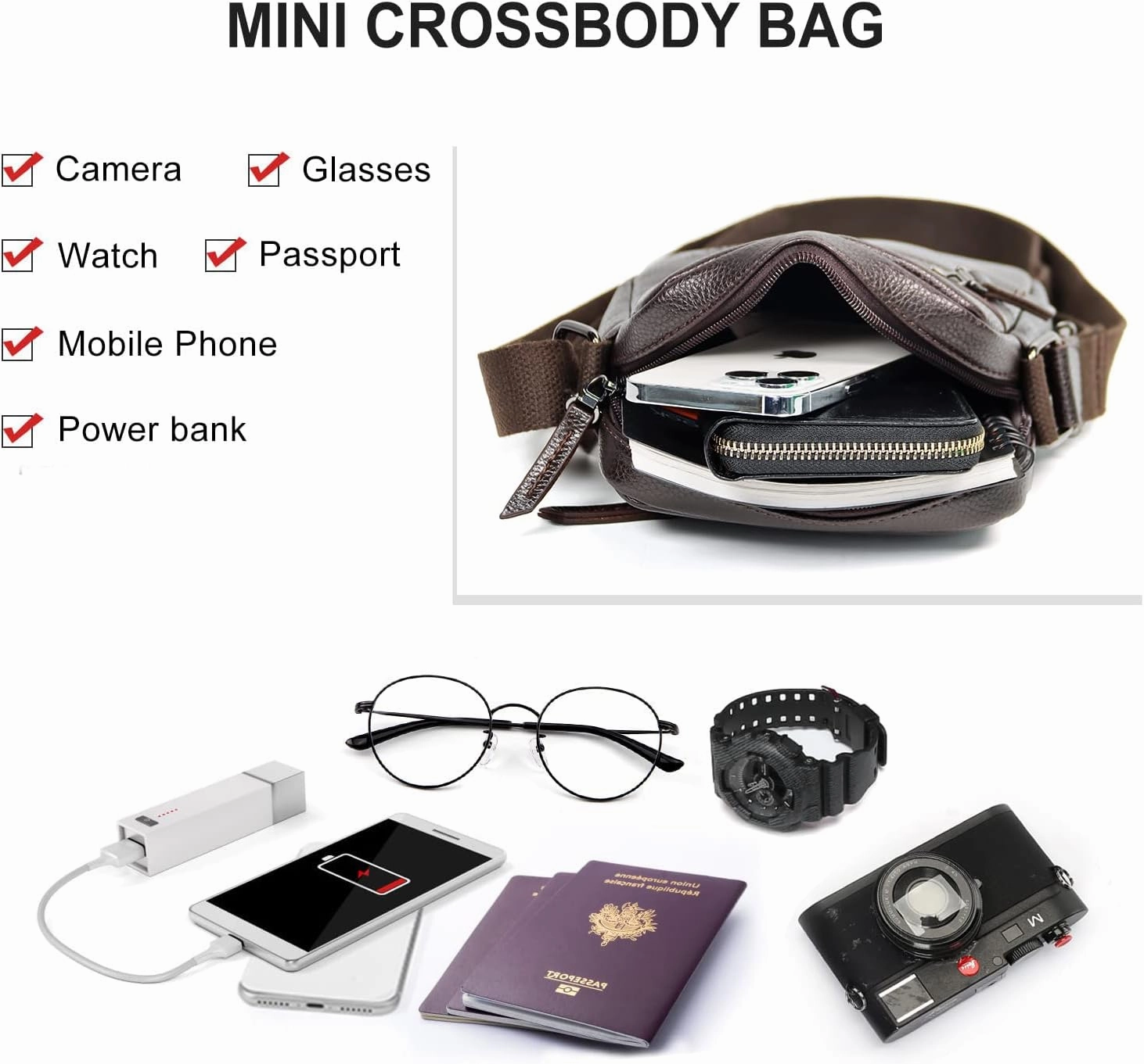 Small/Medium Crossbody bag for men shoulder bag mens purse satchel leather messenger bag gift man
