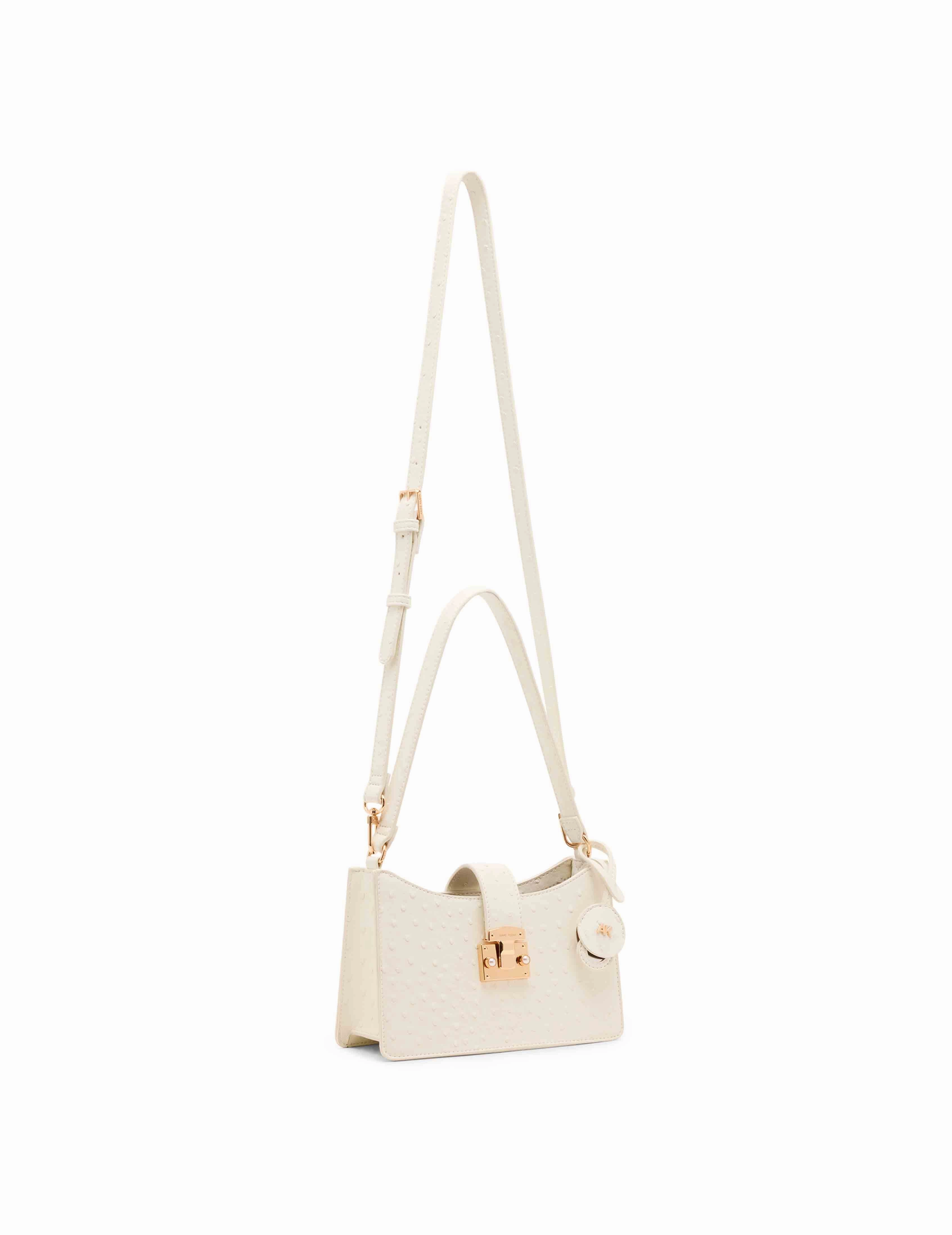 Small Pushlock Shoulder Bag with Mirror and Detachable Strap