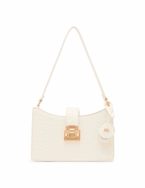 Small Pushlock Shoulder Bag with Mirror and Detachable Strap