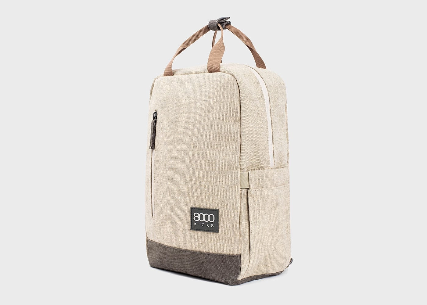 Small Vegan Hemp Backpack | Beige & Green