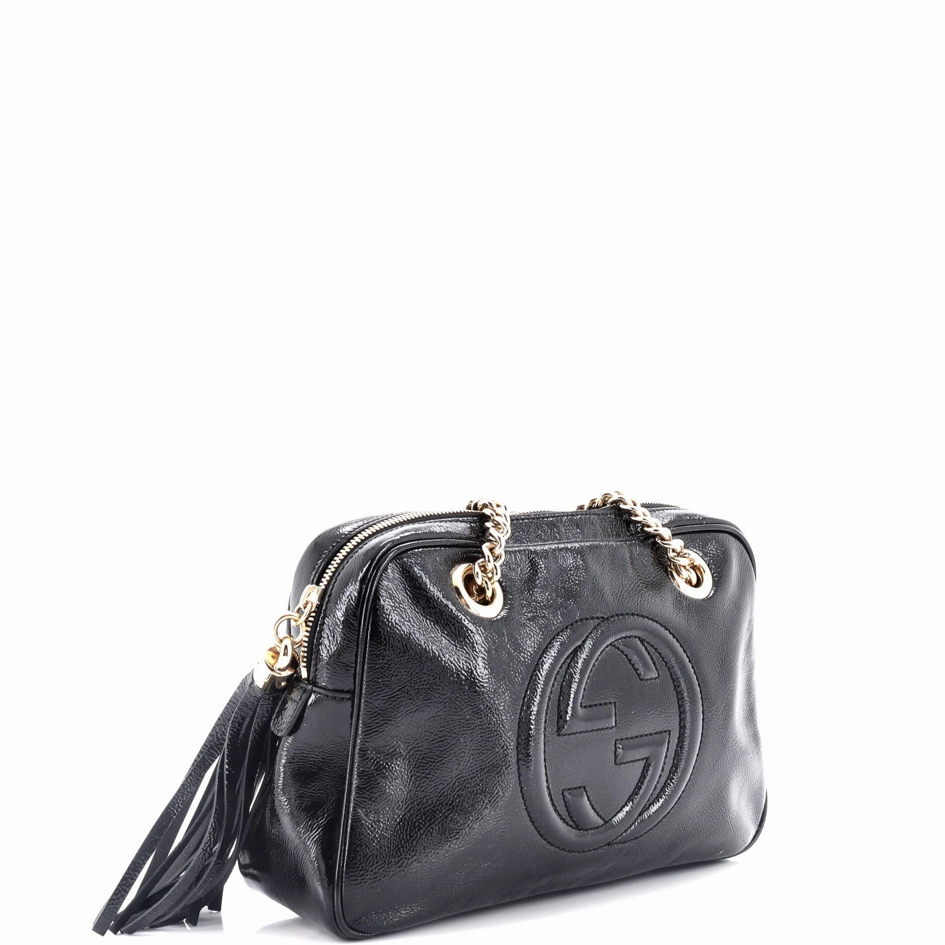 Soho Chain Zip Shoulder Bag Patent Small