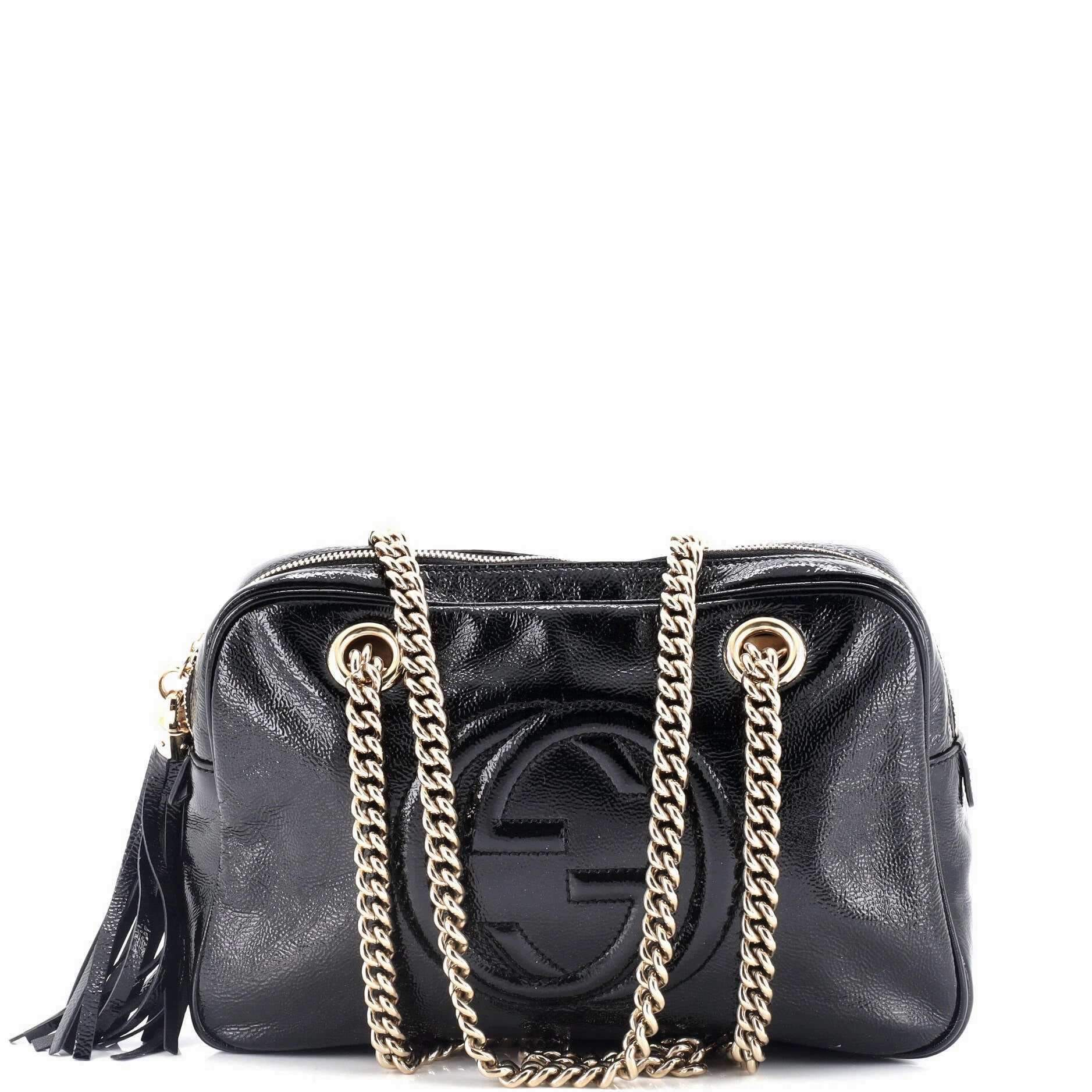 Soho Chain Zip Shoulder Bag Patent Small
