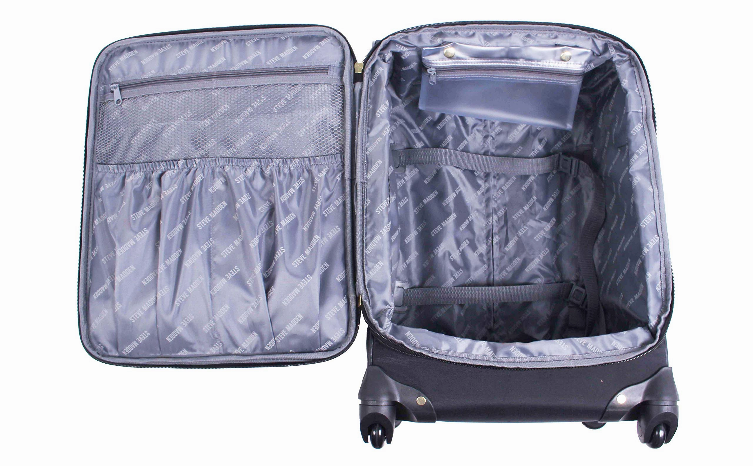 Steve Madden Luggage Large 28" Expandable Softside Suitcase With Spinner Wheels (Rockstar Black, 28in)