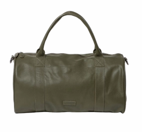 Stitch & Hide Leather Globe Weekender Duffle Bag Olive Green - FREE WALLET POUCH