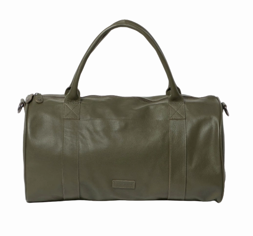 Stitch & Hide Leather Globe Weekender Duffle Bag Olive Green - FREE WALLET POUCH