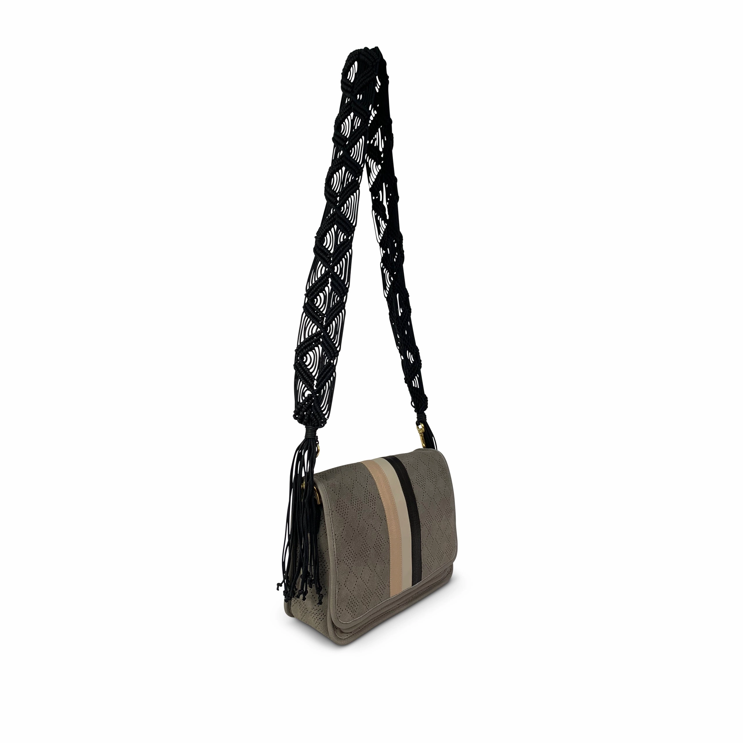Suede Diamond Perforated Eva Shoulder Bag