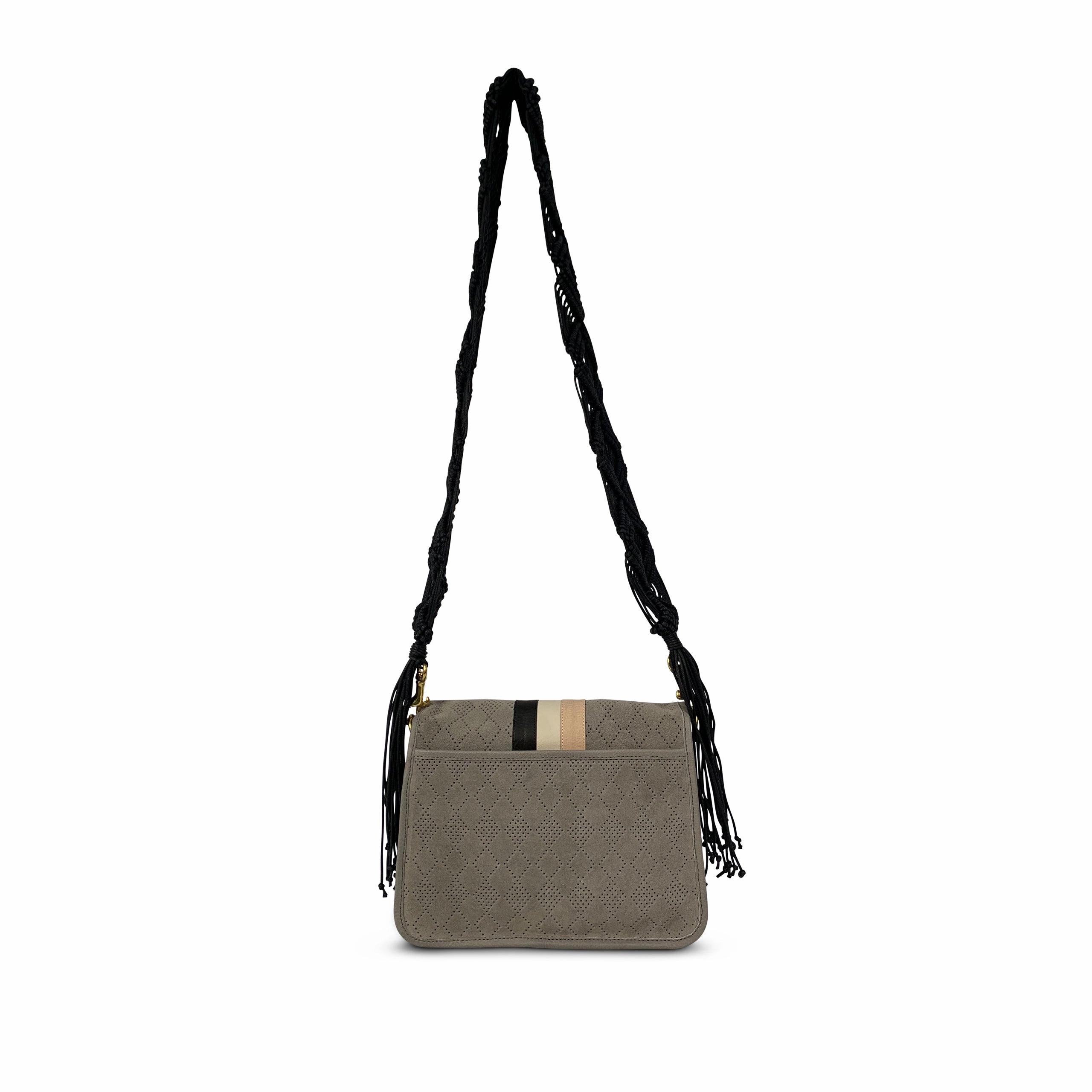 Suede Diamond Perforated Eva Shoulder Bag